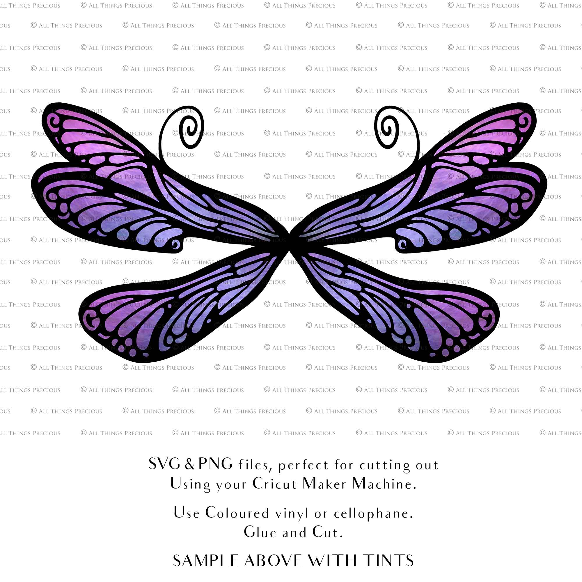 SVG & PNG Fairy Wing files for Cricut or Silhouette Cameo Cutting Machine. To create wearable fairy wings, in adult or children sizes. Simply load the design into design space for Cricut, re size and you are set to go!  These are Individual Wing Pieces, for you to cut and assemble. This is a DIGITAL product.